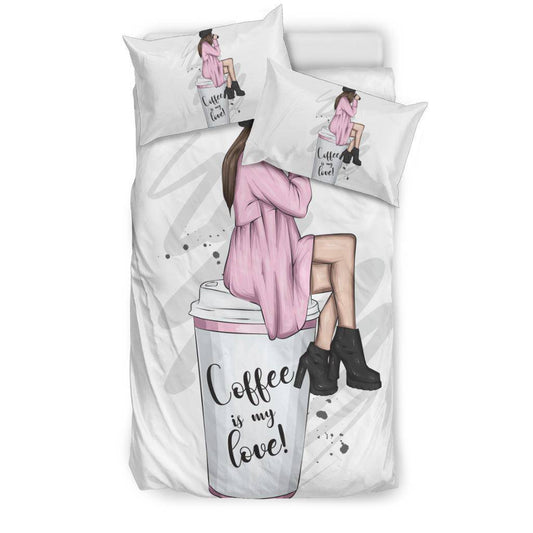 Beautiful Girl Coffee is my love cup Bedding Set - Top Content | POD Collection | Free Shipping