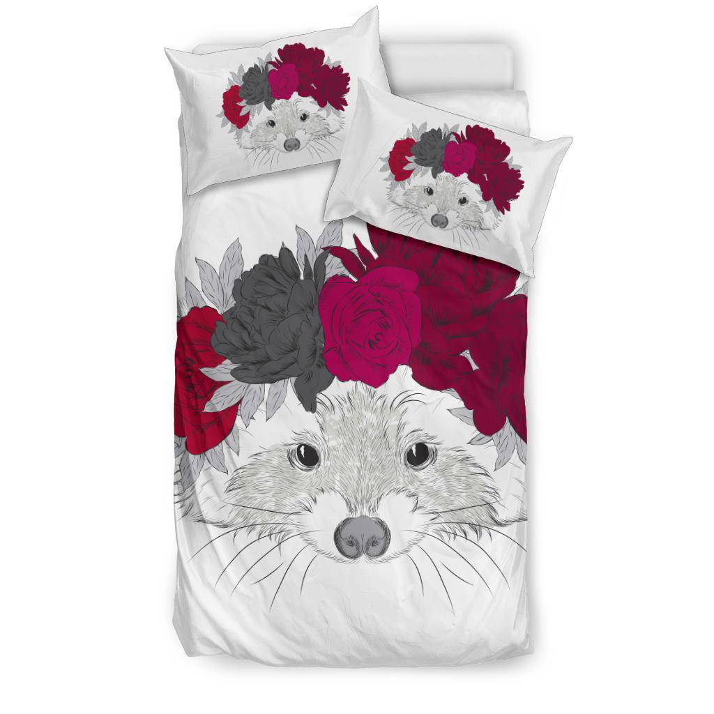 Beautiful Racoon Wreath with Flowers on head Bedding Set - Top Content | POD Collection | Free Shipping