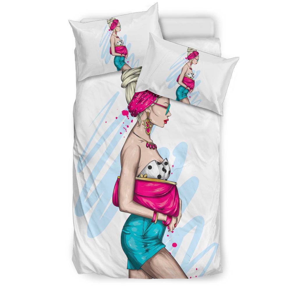 Beautiful Stylish Girl in Summer Bedding Set - Top Content | POD Collection | Free Shipping