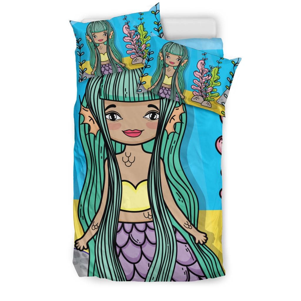 Cute Little Mermaid Cartoon Underwater World Bedding Set - Top Content | POD Collection | Free Shipping