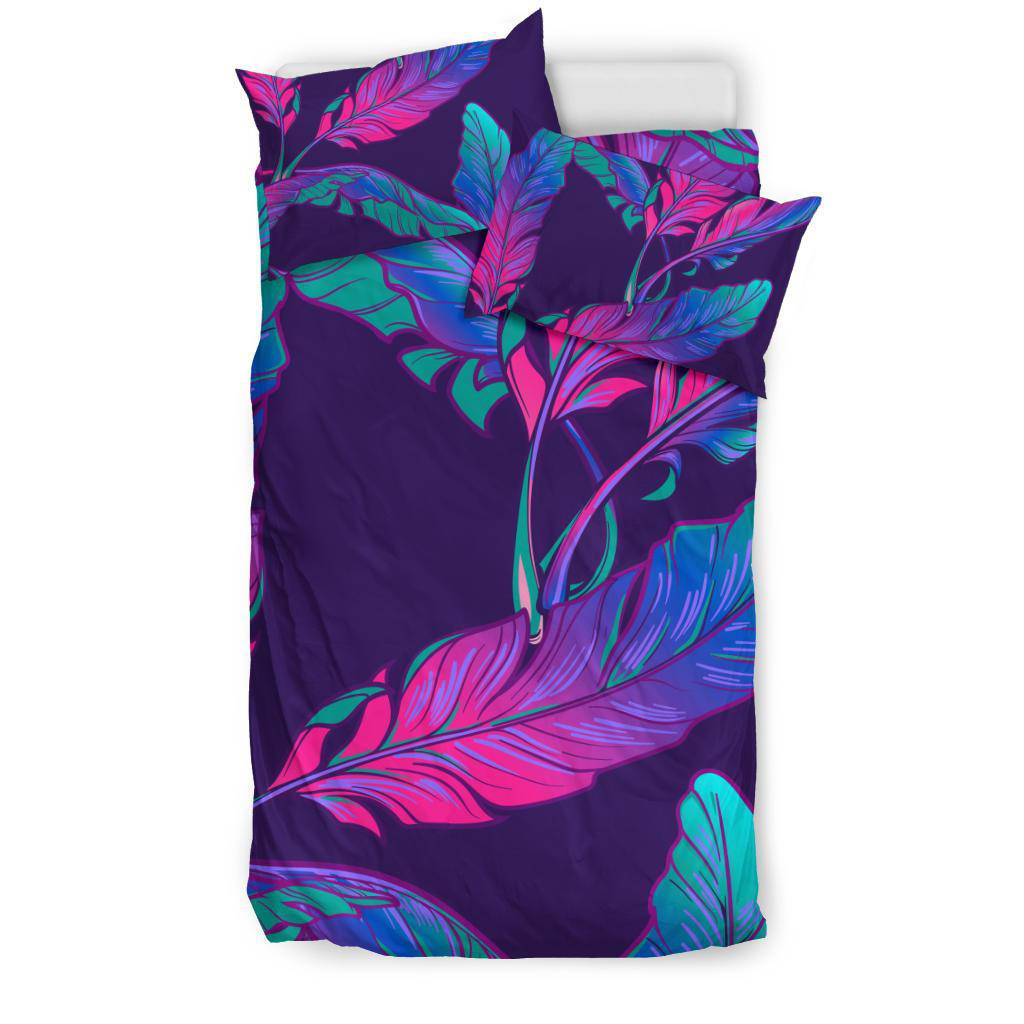 Dark Purple Banana Plant Leaves Bedding Set - Top Content | POD Collection | Free Shipping