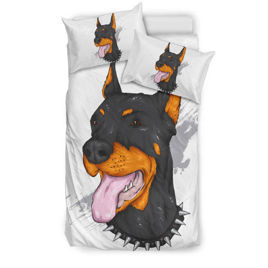 Doberman Dog Cool Cartoon Portrait Bedding Set - Top Content | POD Collection | Free Shipping