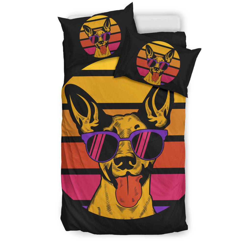 Dog Sunset Retro Cartoon Illustration Bedding Set - Top Content | POD Collection | Free Shipping