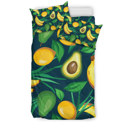 Colorful Banana Avocado Lemon Fruits Pattern Bedding Set - Top Content | POD Collection | Free Shipping