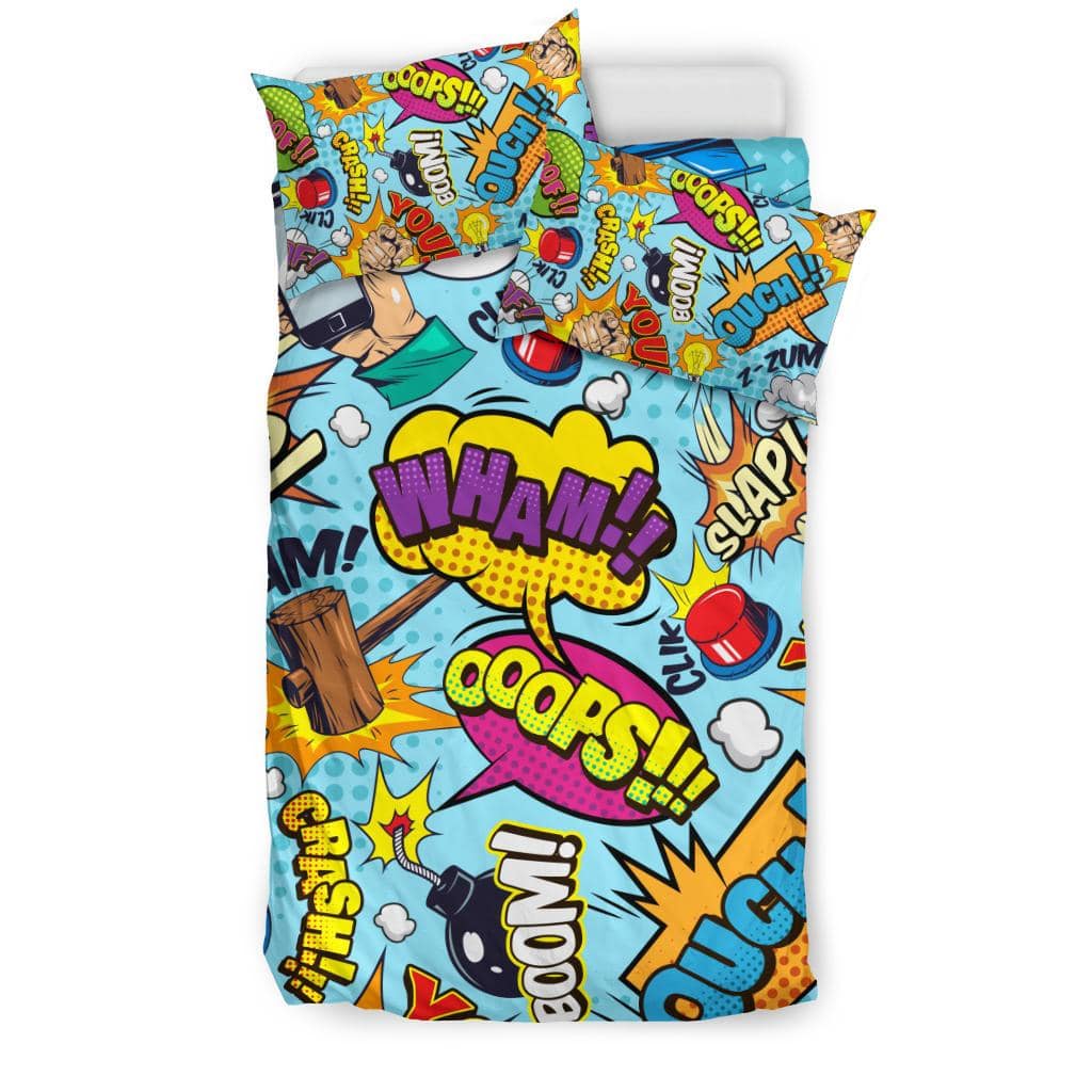 Colorful Comic Elements OMG BOOM SLAP Bedding Set - Top Content | POD Collection | Free Shipping