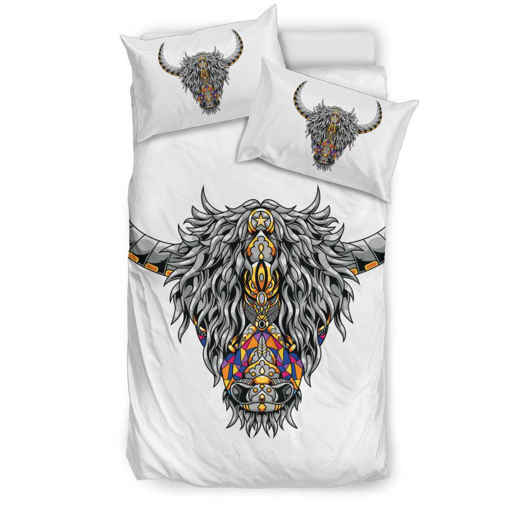 Highland Cow Mandala Zentangle Colourful Illustration Bedding Set - Top Content | POD Collection | Free Shipping