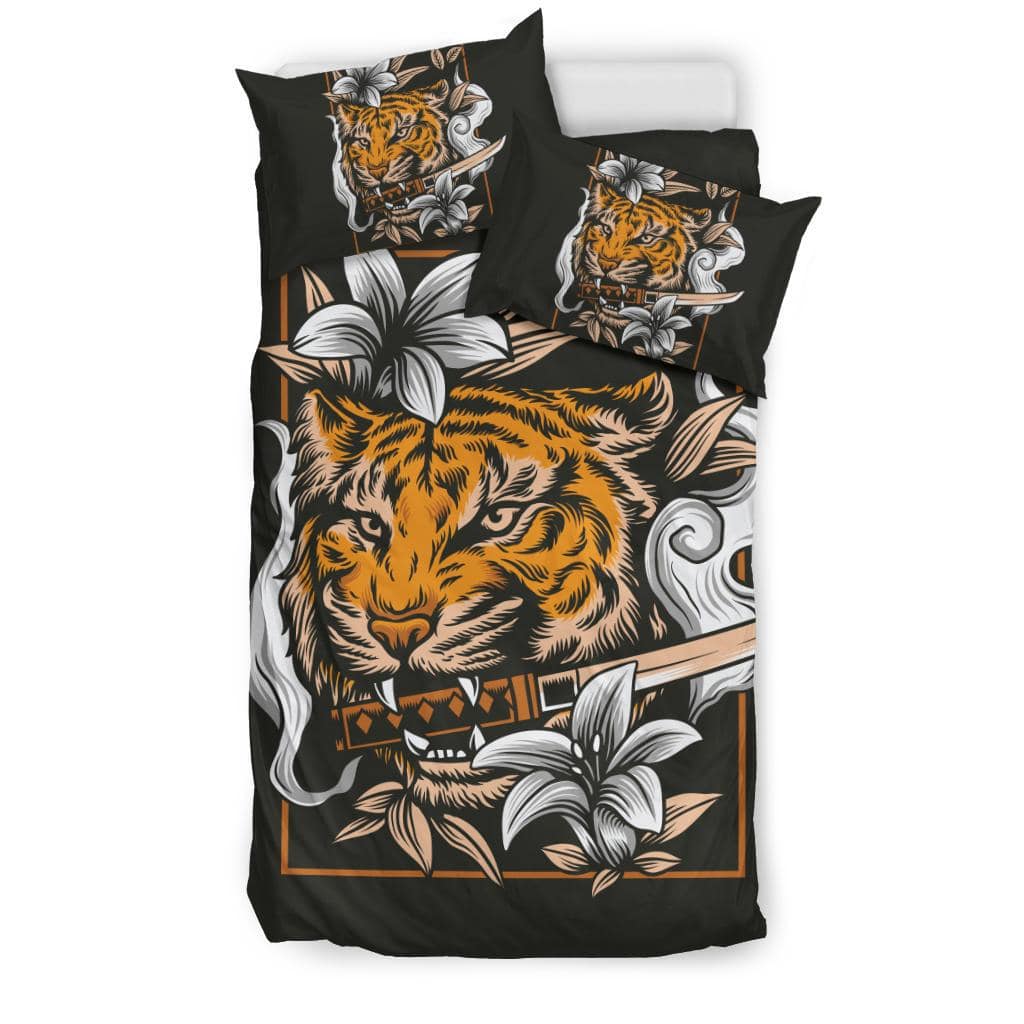 Japanese Tiger Head With Katana Sword Art Bedding Set - Top Content | POD Collection | Free Shipping