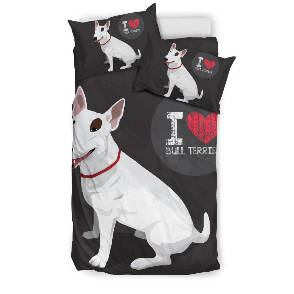 I Love Bull Terrier Dog Lover Cartoon Bedding Set - Top Content | POD Collection | Free Shipping