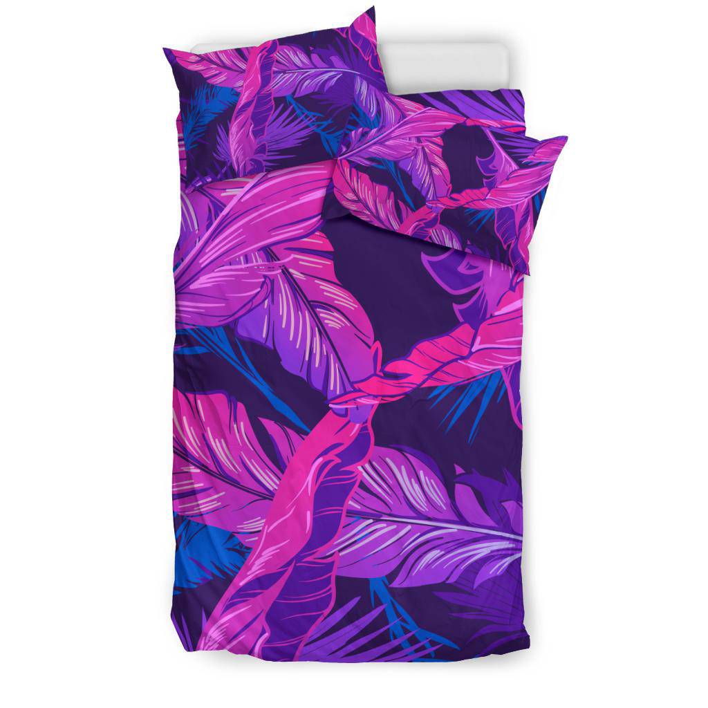 Pink Purple Banana Leaves Palm Tree Bedding Set - Top Content | POD Collection | Free Shipping