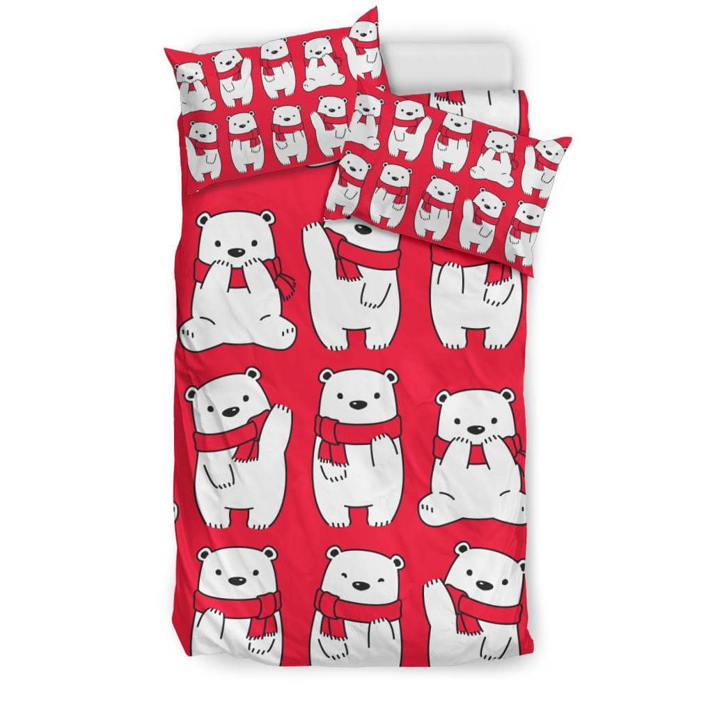 Polar Bear Seamless Background Illustration Bedding Set - Top Content | POD Collection | Free Shipping