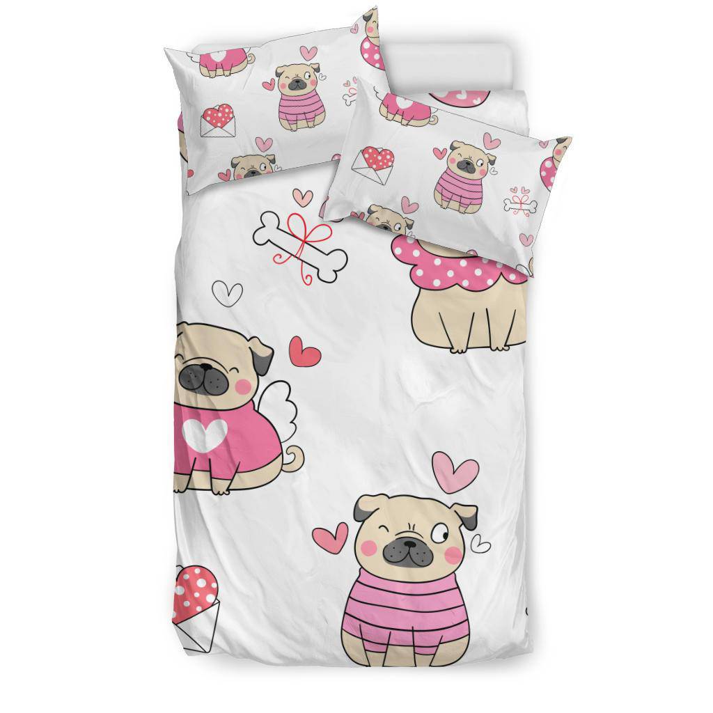 Pug Dog Love Seamless Pretty Background Bedding Set - Top Content | POD Collection | Free Shipping