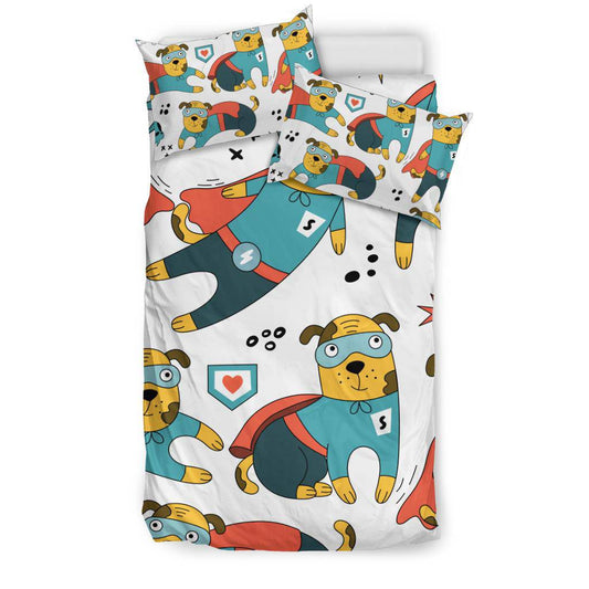 Super Hero Dog Character Seamless Cartoon Pattern Bedding Set - Top Content | POD Collection | Free Shipping