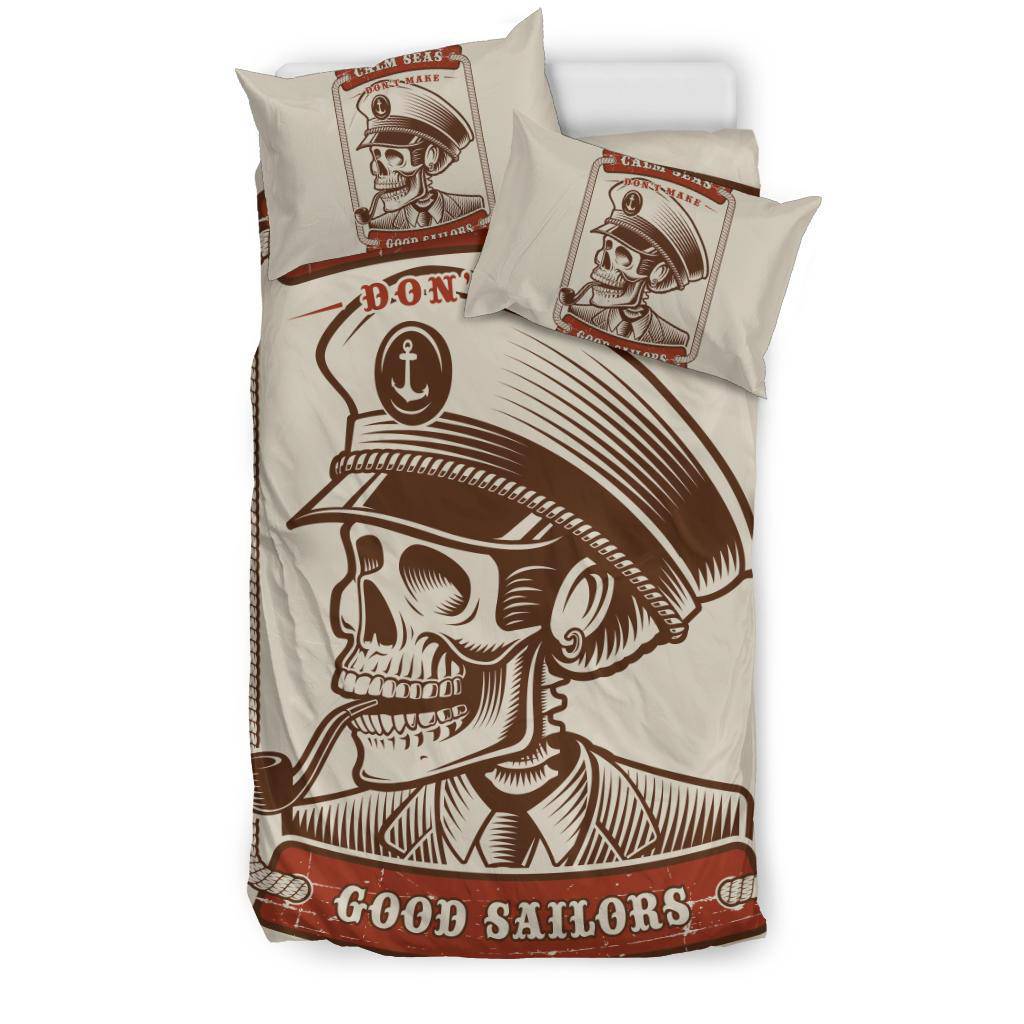 Vintage Skull Captain Cartoon Good Sailors Bedding Set - Top Content | POD Collection | Free Shipping