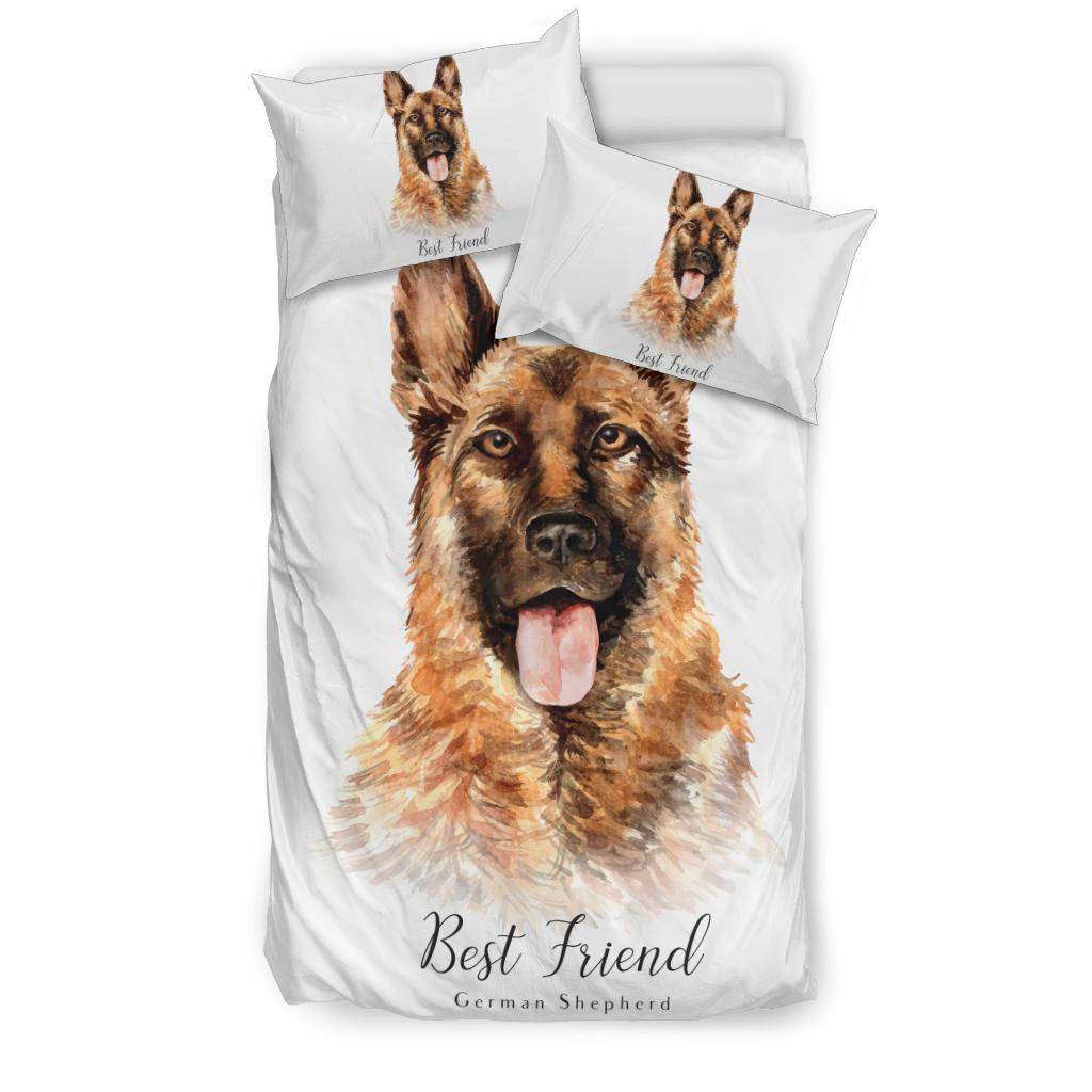 Best Friend German Shepherd Bedding Set, Watercolor Dog Portrait Drawing - Top Content | POD Collection | Free Shipping