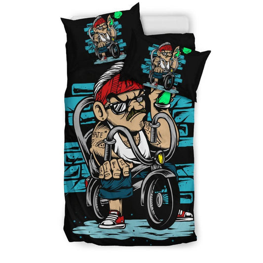 Bicycle Gangster Cool Hand Drawn Graffiti Illustration Bedding Set - Top Content | POD Collection | Free Shipping