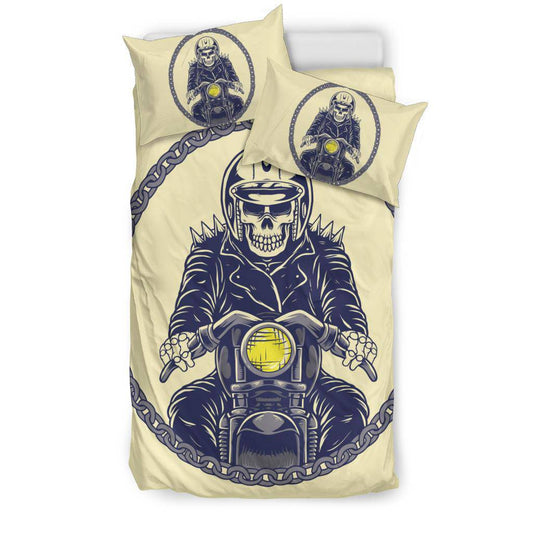 Cool Skeleton Motorcycle Rider Skull Style Cartoon Bedding Set - Top Content | POD Collection | Free Shipping