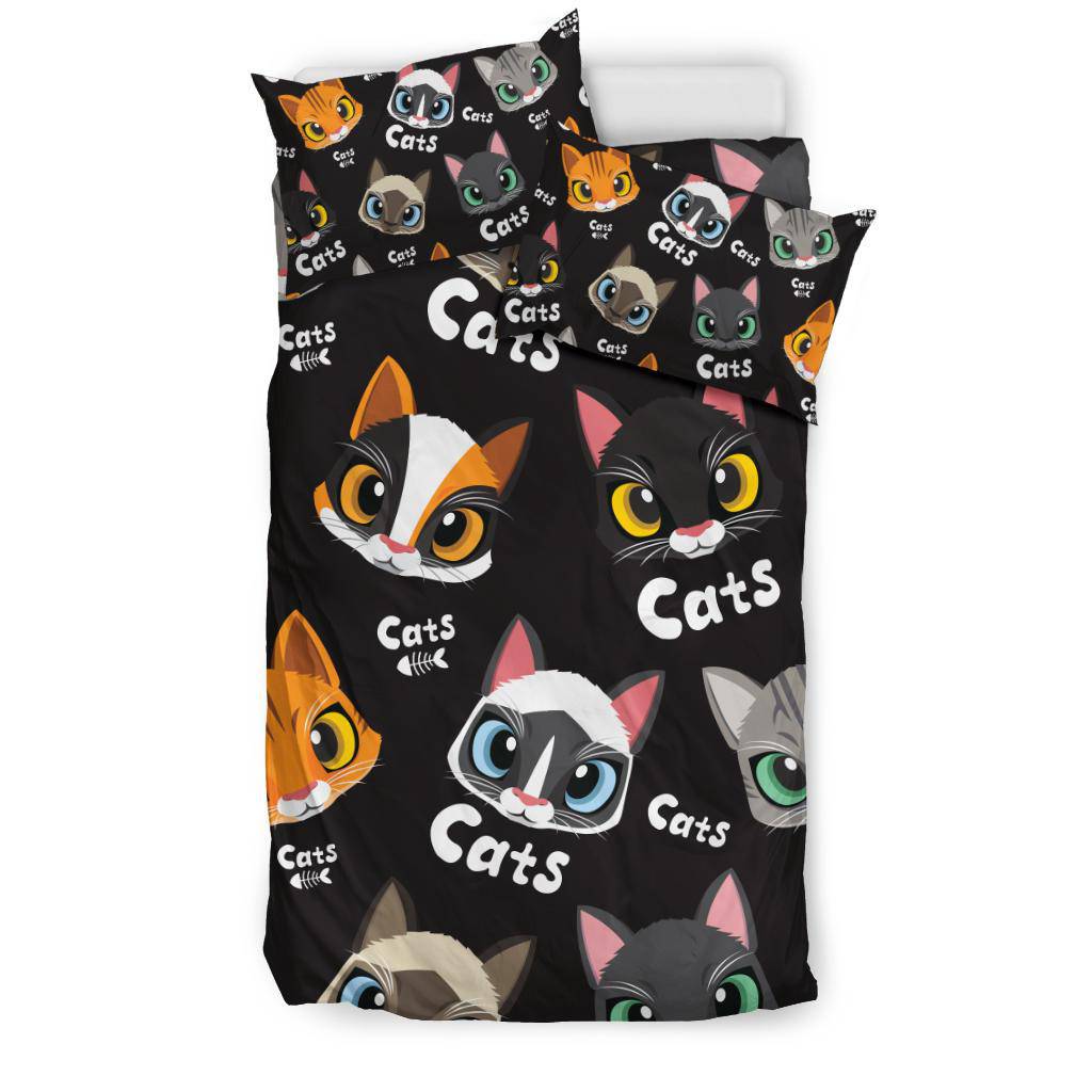 Cute Beautiful Cats Pattern Cartoon Style Drawing Bedding Set - Top Content | POD Collection | Free Shipping