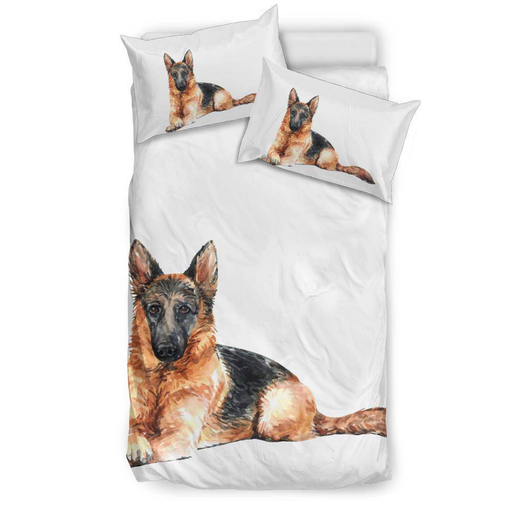 German Shepherd Bedding Set, Hand Drawn Watercolor Dog Drawing - Top Content | POD Collection | Free Shipping