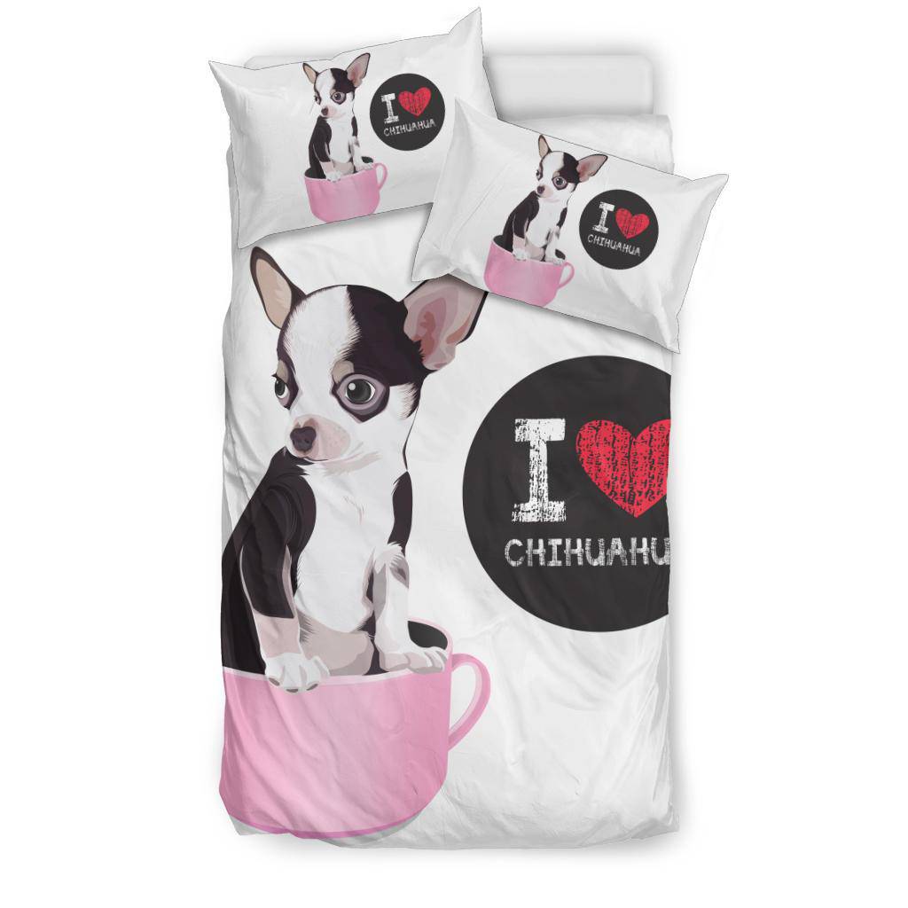 I Love Chihuahua, Cute Dog Cartoon Illustration Bedding Set - Top Content | POD Collection | Free Shipping