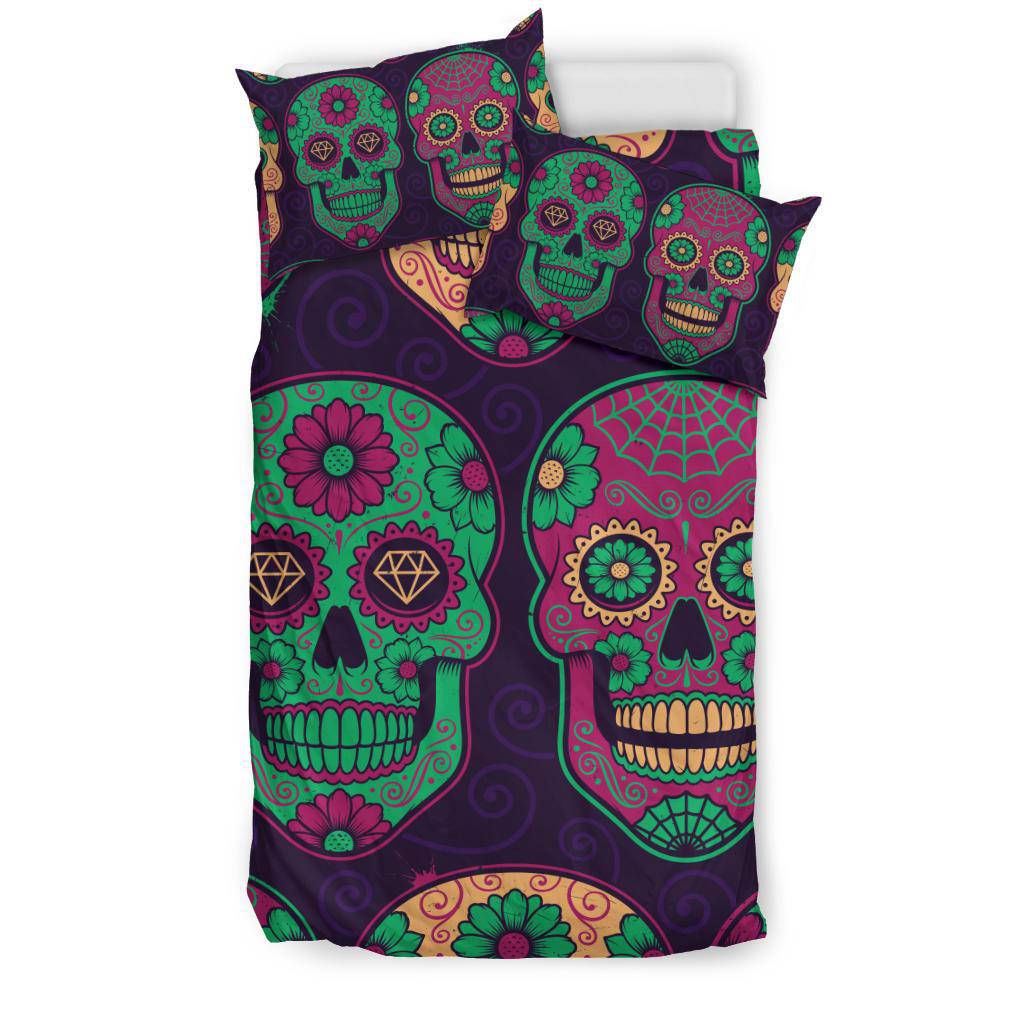 Mexican Calavera Skull Colourful Pattern Background Bedding Set - Top Content | POD Collection | Free Shipping