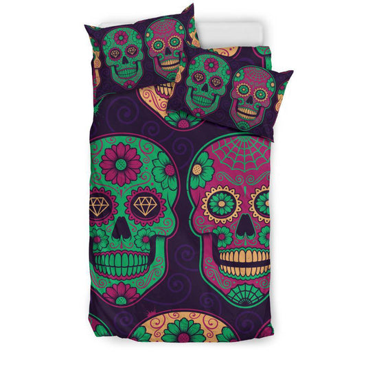 Mexican Calavera Skull Colourful Pattern Background Bedding Set - Top Content | POD Collection | Free Shipping