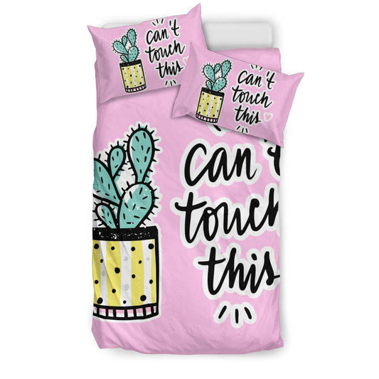 Positive Cactus Plant Cartoon Bedding Set, Can't Touch This Quote - Top Content | POD Collection | Free Shipping