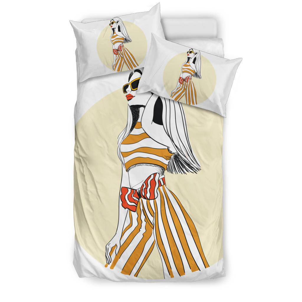 Bautiful Stylish Woman Striped Outfit Bedding Set - Top Content | POD Collection | Free Shipping