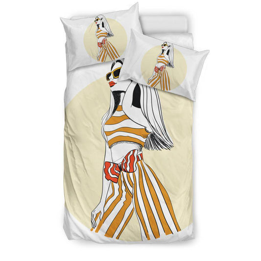 Bautiful Stylish Woman Striped Outfit Bedding Set - Top Content | POD Collection | Free Shipping