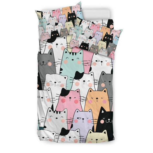 Colorful Cat Pattern Bedding Set - Top Content | POD Collection | Free Shipping