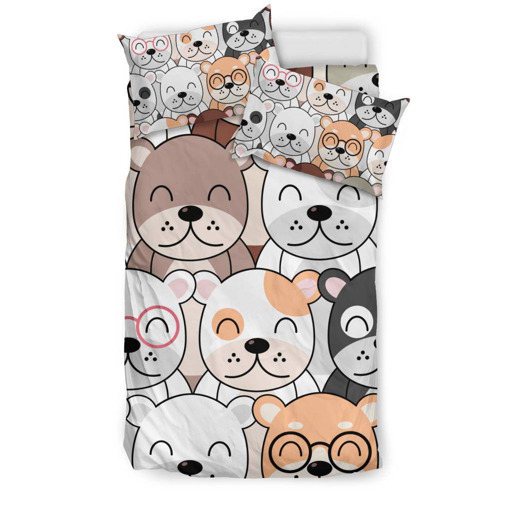 Cute Dogs Cartoon Pattern Bedding Set - Top Content | POD Collection | Free Shipping