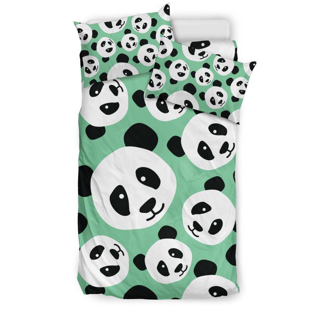 Cute Panda Head Green Bedding Set - Top Content | POD Collection | Free Shipping