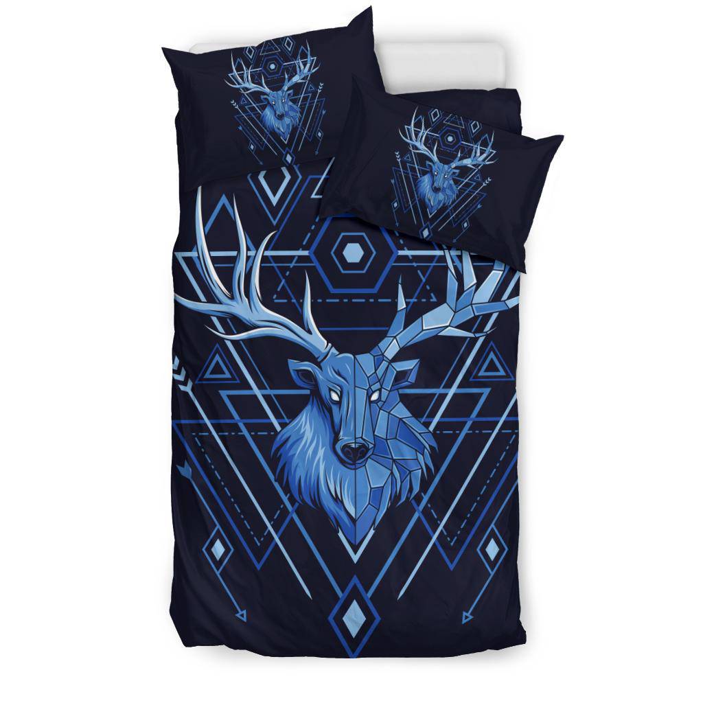 Deer Head Geometry Style Blue Bedding Set - Top Content | POD Collection | Free Shipping