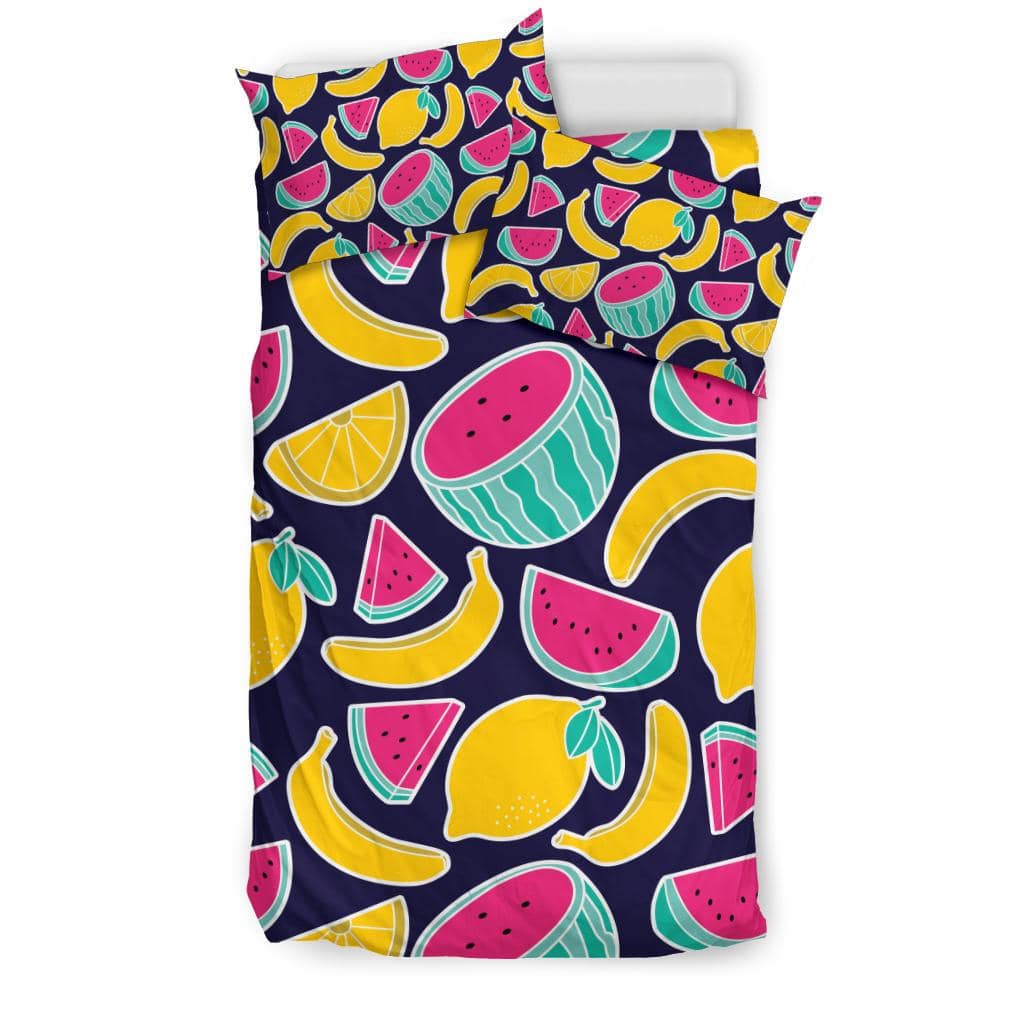 Fruits Banana Watermelon Lemon Colorful Pattern Bedding Set - Top Content | POD Collection | Free Shipping