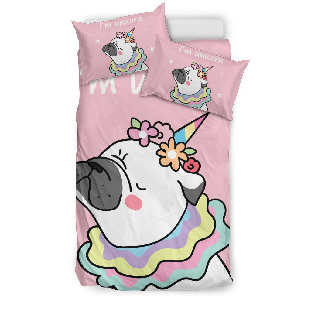 Pug Dog Unicorn and Wreath on the head Bedding Set - Top Content | POD Collection | Free Shipping