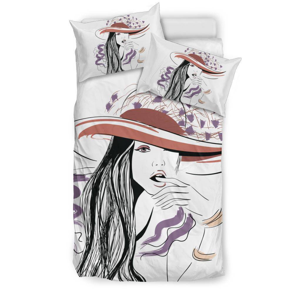 Sexy Girl with Hat and Long Hair Bedding Set - Top Content | POD Collection | Free Shipping