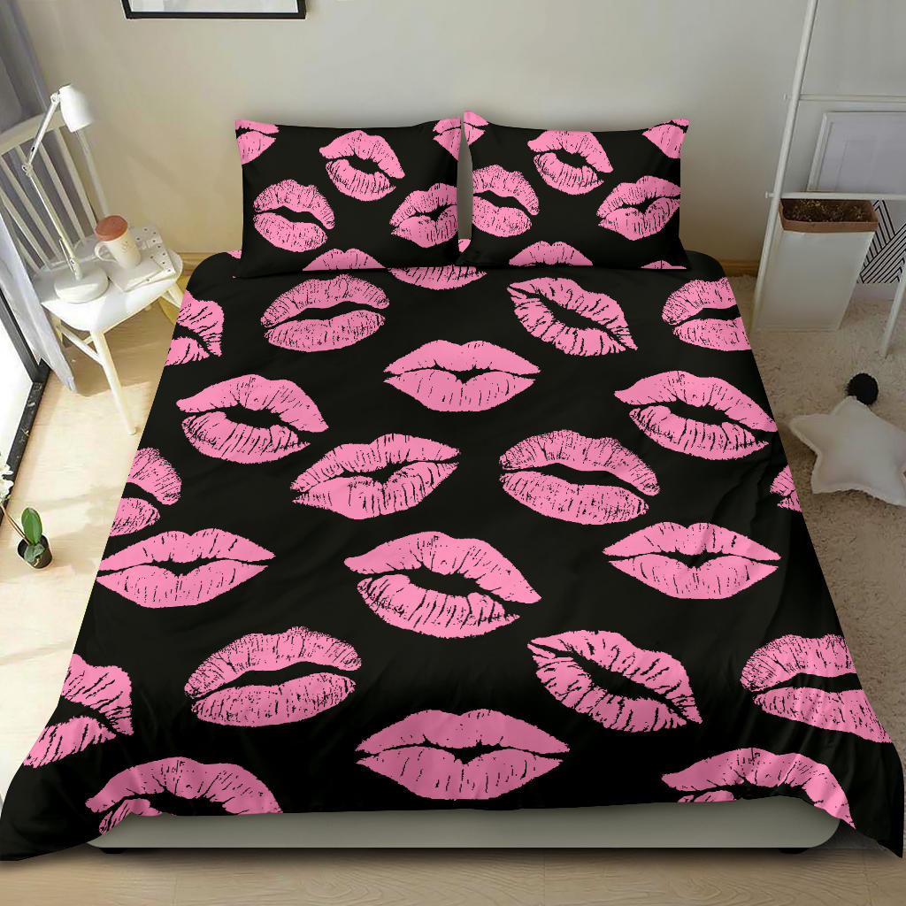 Pink Lips Kisses Cute Bedding Set