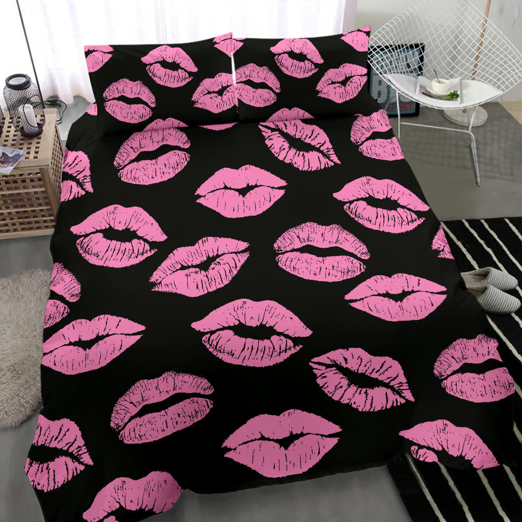 Pink Lips Kisses Cute Bedding Set