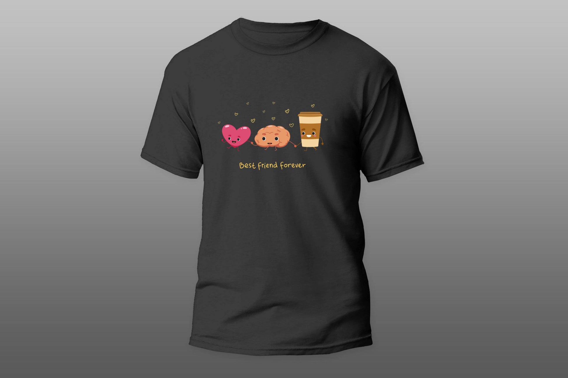 Best friends forever heart brains and coffee T-shirt - Top Content | POD Collection | Free Shipping