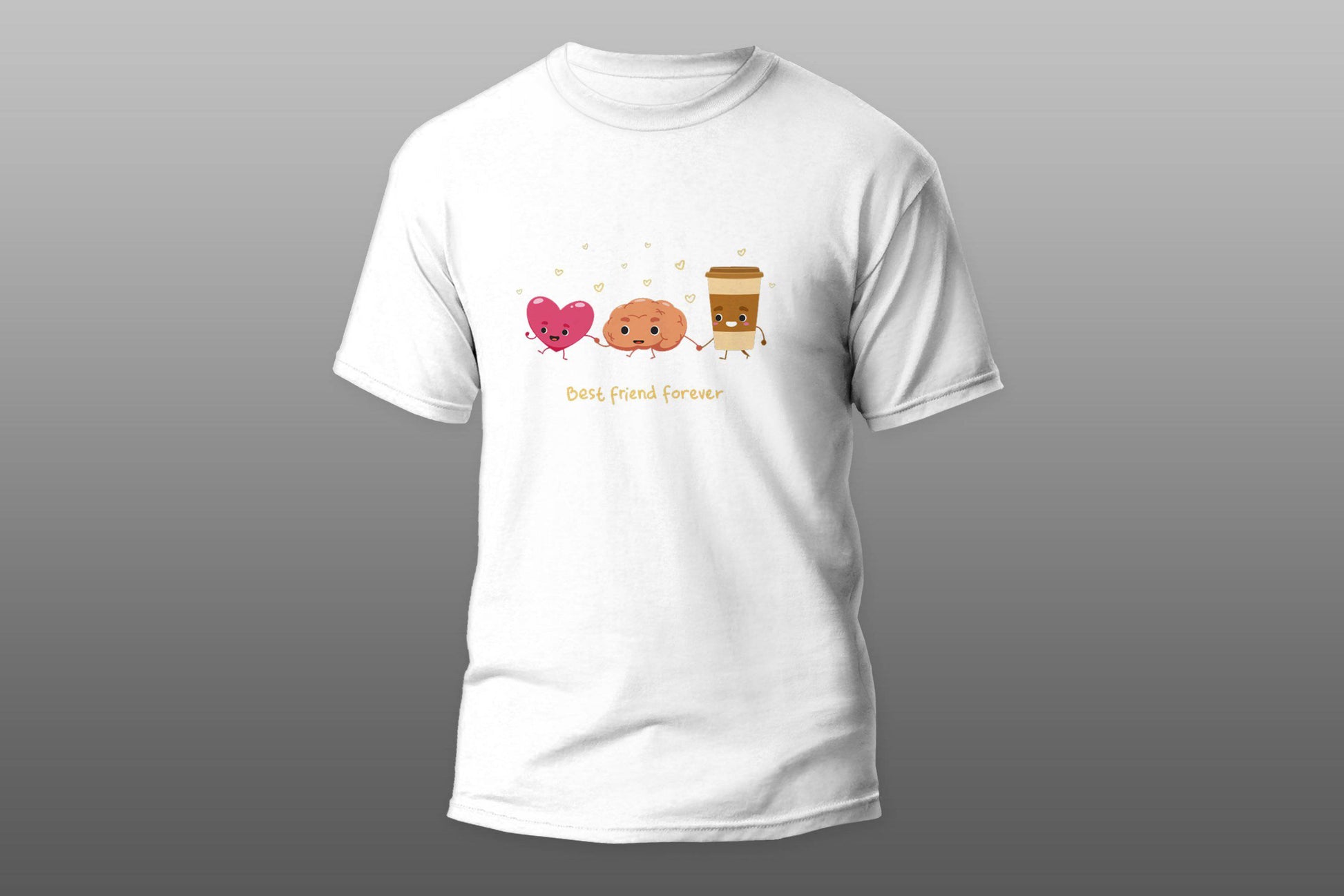 Best friends forever heart brains and coffee T-shirt - Top Content | POD Collection | Free Shipping