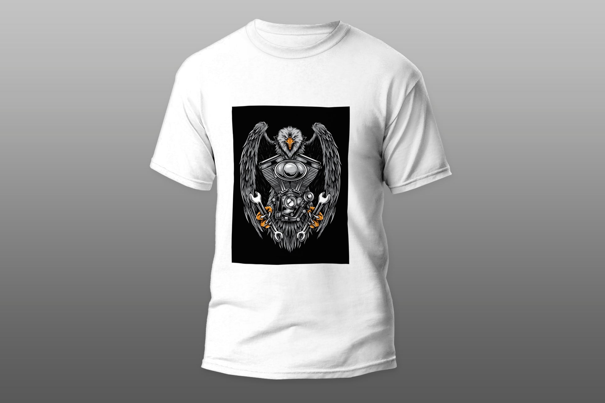 Biker Moto Engine Eagle camiseta T-shirt - Top Content | POD Collection | Free Shipping