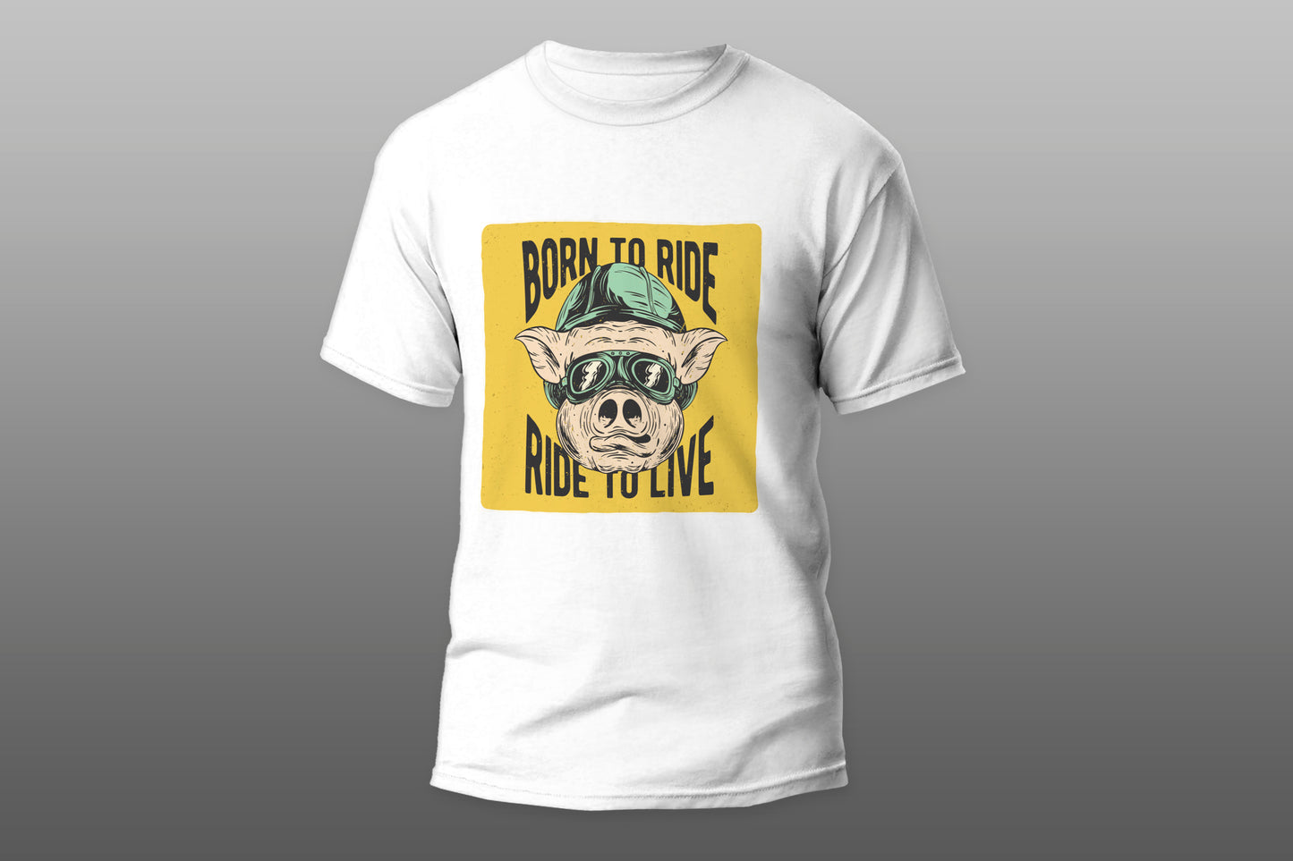 Born To Ride Ride To Live Pig camiseta T-shirt - Top Content | POD Collection | Free Shipping