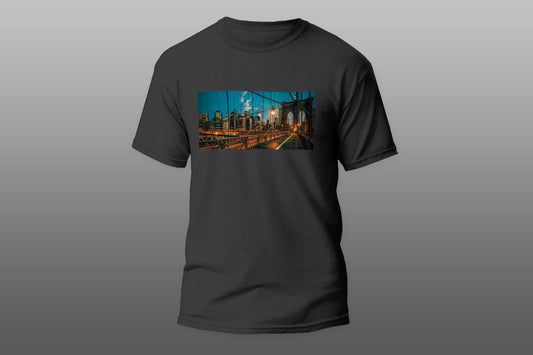 Brooklyn Bridge New York City America Lights Night Sky T-shirt - Top Content | POD Collection | Free Shipping