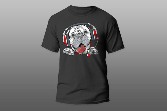 Bulldog with headphones T-shirt - Top Content | POD Collection | Free Shipping