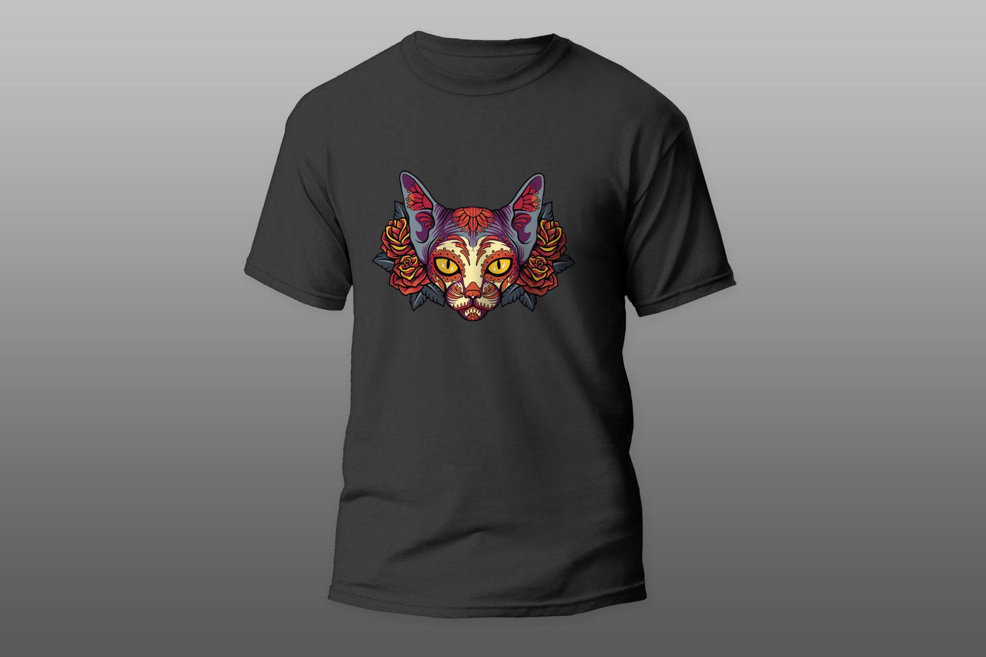 Cat Sphynx Roses Flowers Tattoo camiseta T-shirt - Top Content | POD Collection | Free Shipping