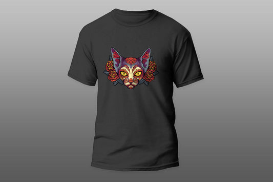 Cat Sphynx Roses Flowers Tattoo camiseta T-shirt - Top Content | POD Collection | Free Shipping