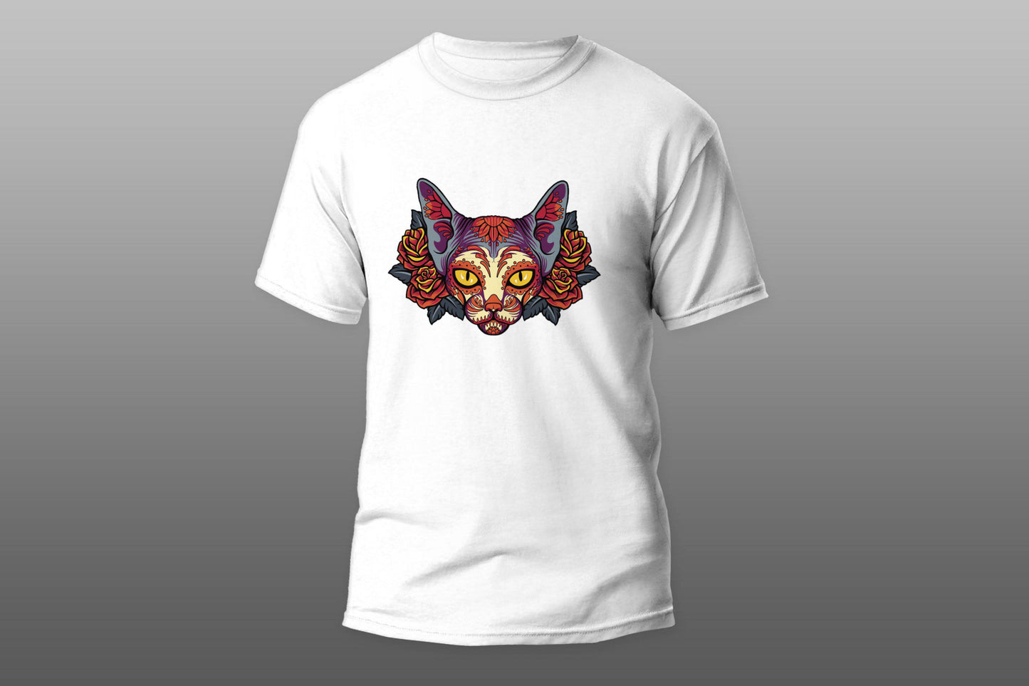 Cat Sphynx Roses Flowers Tattoo camiseta T-shirt - Top Content | POD Collection | Free Shipping