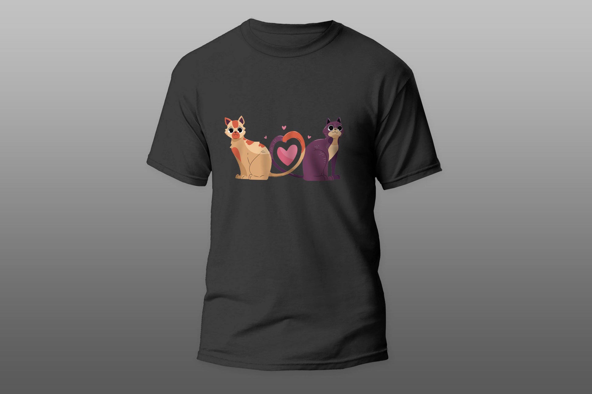 Cat couple heart  T-shirt - Top Content | POD Collection | Free Shipping