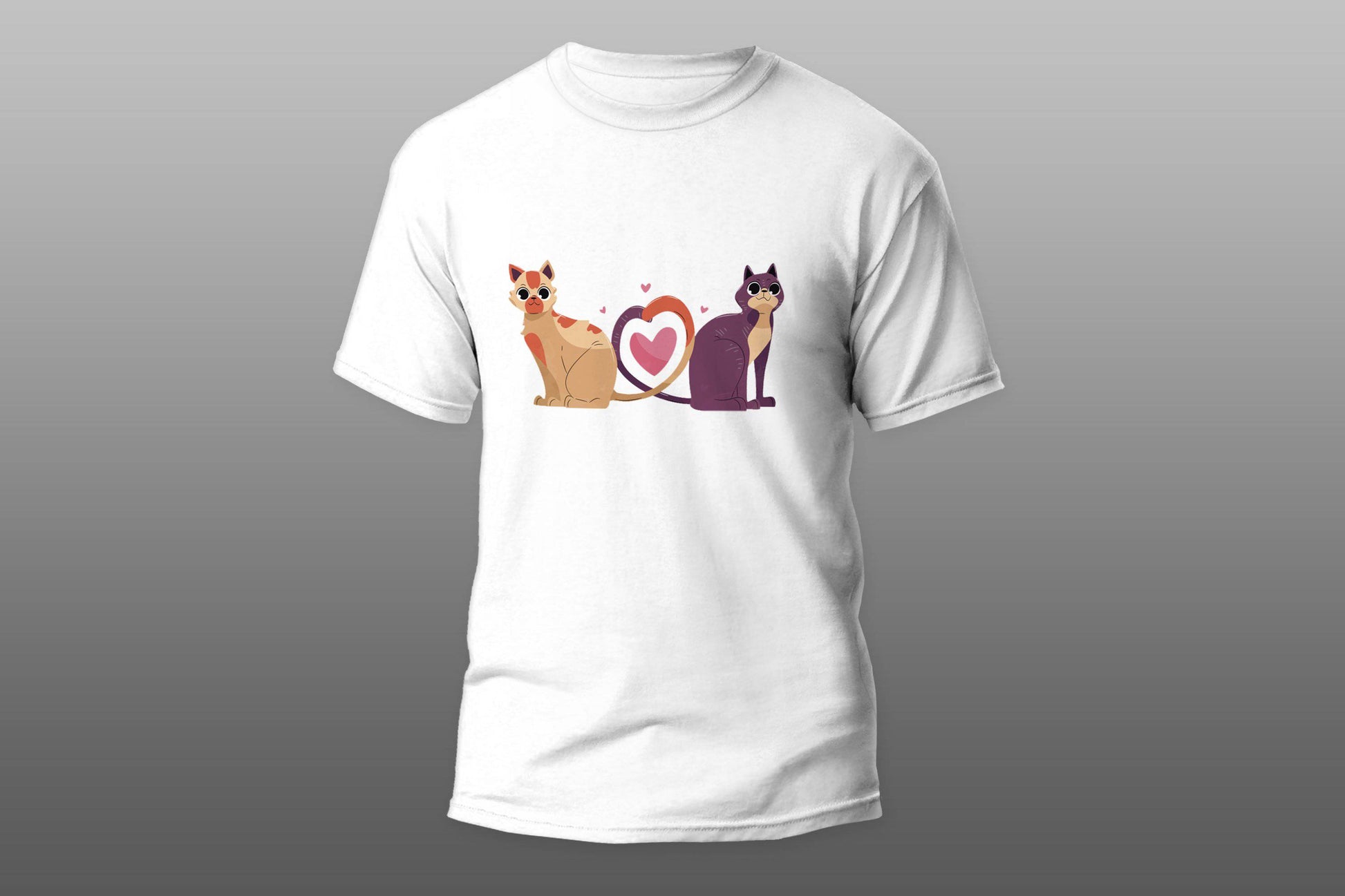 Cat couple heart  T-shirt - Top Content | POD Collection | Free Shipping