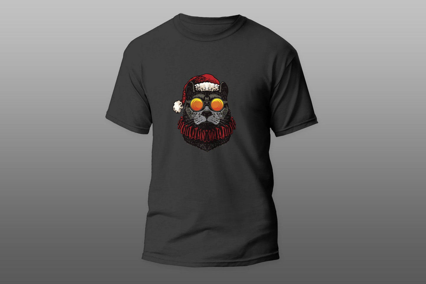 Cat with christmas hat and glasses T-shirt - Top Content | POD Collection | Free Shipping