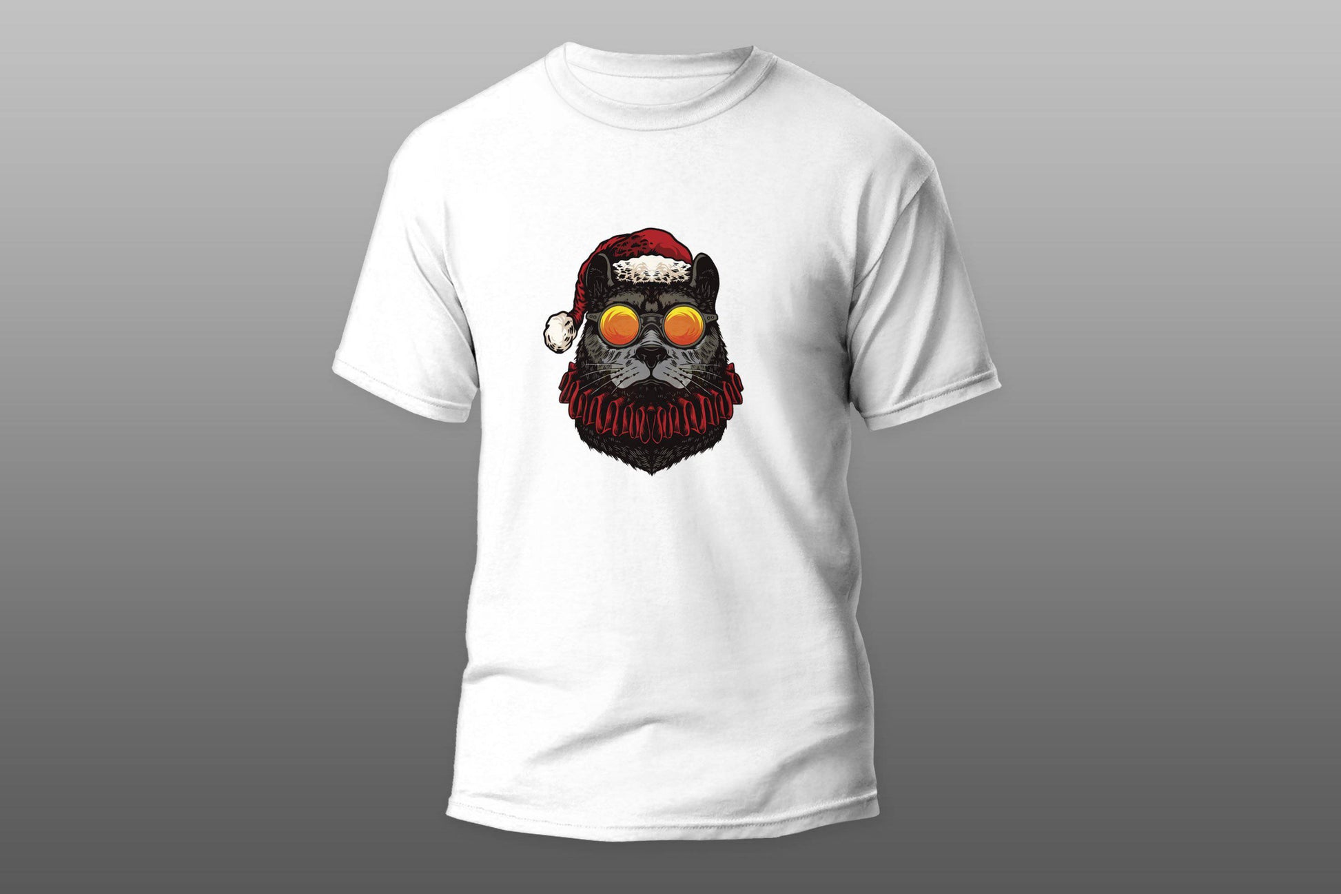 Cat with christmas hat and glasses T-shirt - Top Content | POD Collection | Free Shipping